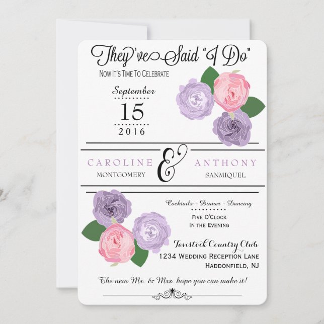 Invitación a la recepción de boda floral (Anverso)