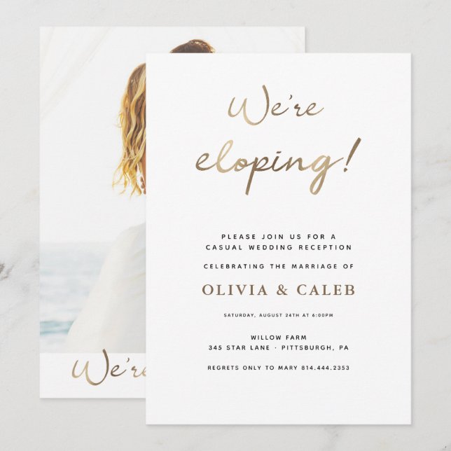 Invitación a la recepción de boda Nos escapamos (Anverso / Reverso)