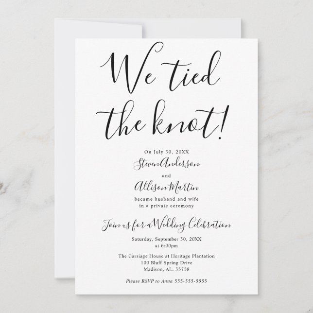 Invitación a la recepción de boda Nos hemos casado (Anverso)