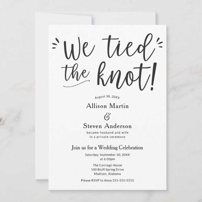 Invitación a la recepción de boda Nos hemos casado (Anverso)