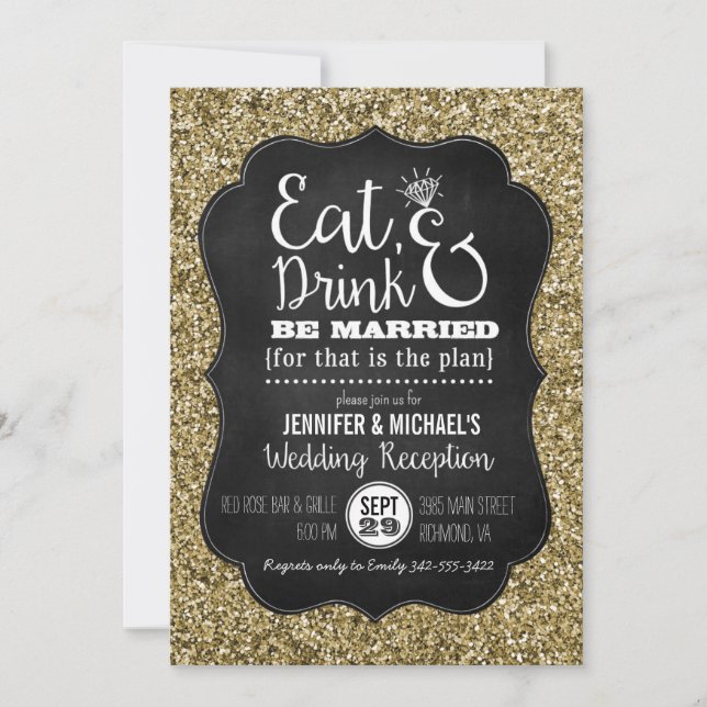 Invitación a la recepción de boda para comer, bebe (Anverso)