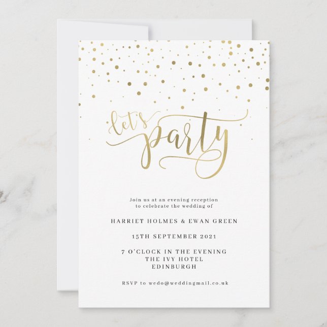 Invitación a la recepción de boda por la noche de  (Anverso)