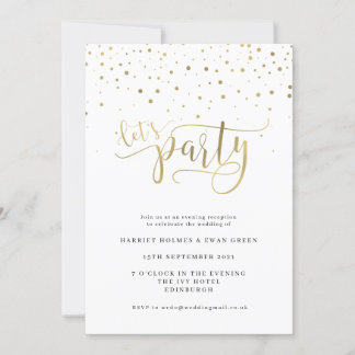 Invitación a la recepción de boda por la noche de 