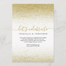 Invitación a la recepción de boda Purpurina Gold