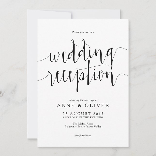 Invitación a la recepción de boda rústica (Anverso)