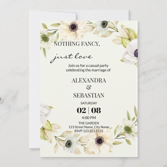 Invitación a la recepción de bodas (Anverso)