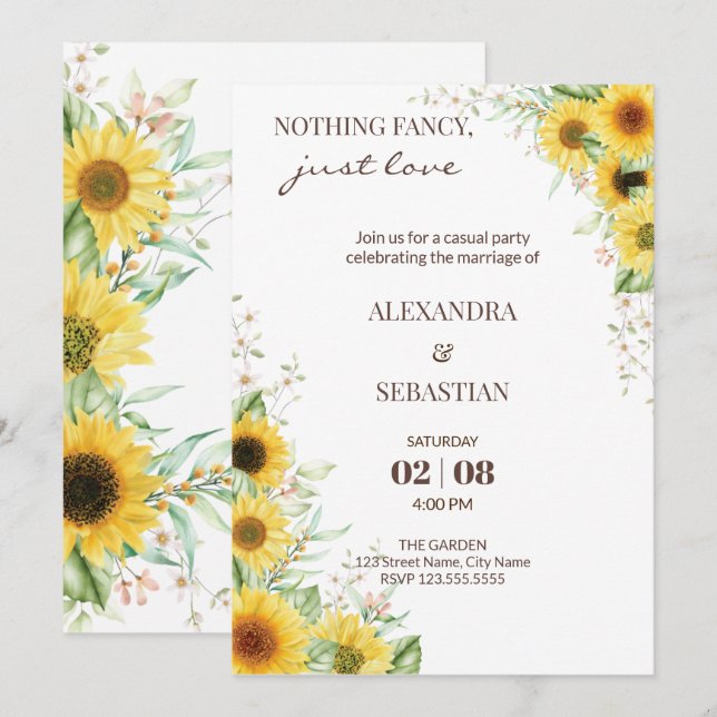 Invitación a la recepción de bodas (Anverso / Reverso)