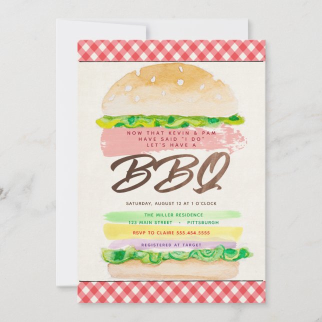 Invitación a la recepción de bodas con barbacoa (Anverso)