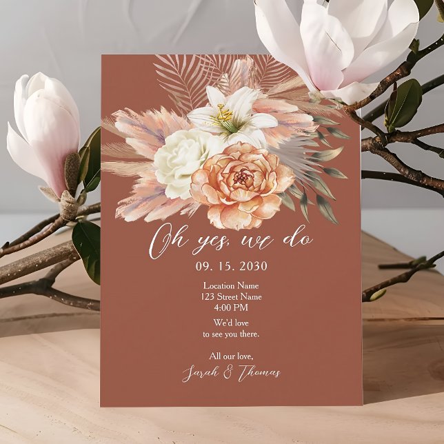 Invitación a la recepción de bodas con flores rust (Subido por el creador)