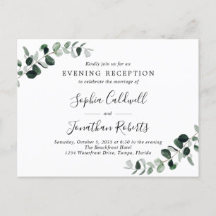 Invitación a la recepción de bodas de Eucalyptus