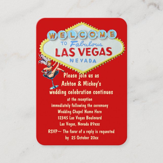 Invitación a la recepción de bodas de Las Vegas (Anverso)