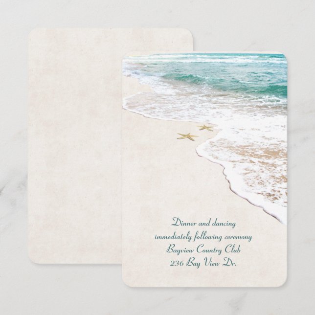 Invitación a la recepción de bodas de playa (Anverso / Reverso)