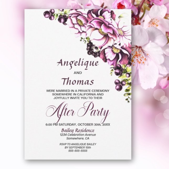 Invitación a la recepción de bodas florales rustic (Subido por el creador)