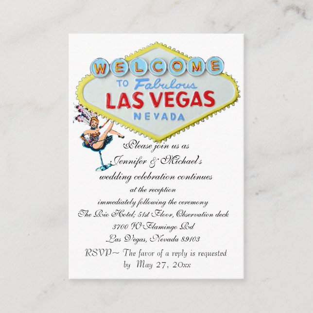 Invitación a la recepción de bodas Las Vegas Showg (Anverso)