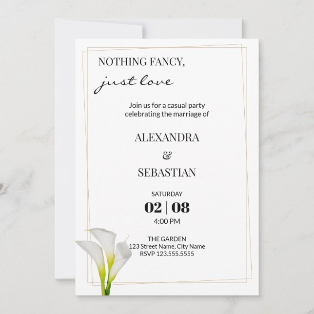 Invitación a la recepción de Calla Lily Wedding (Anverso)