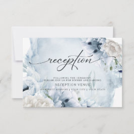 Invitación a la recepción de color azul floral rús