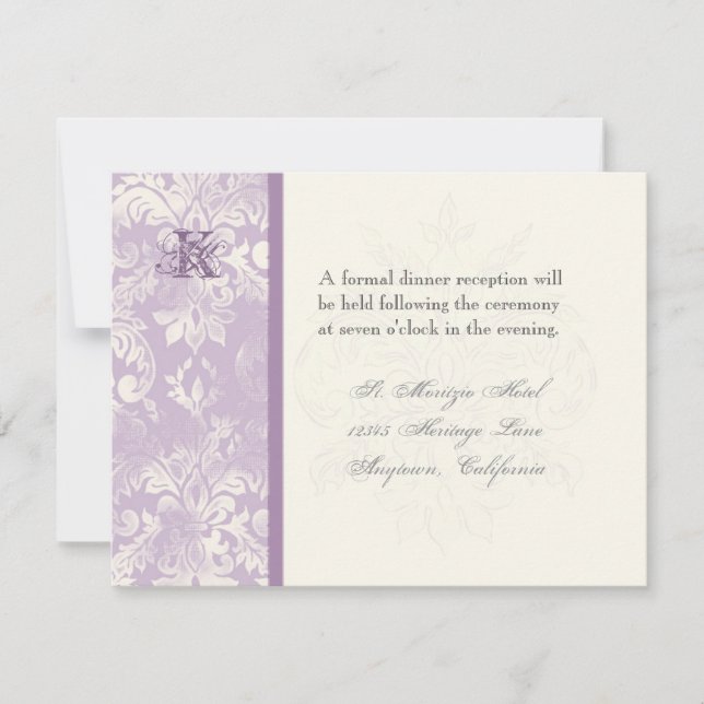 Invitación a la recepción de Fleur di Lys Damask (Anverso)
