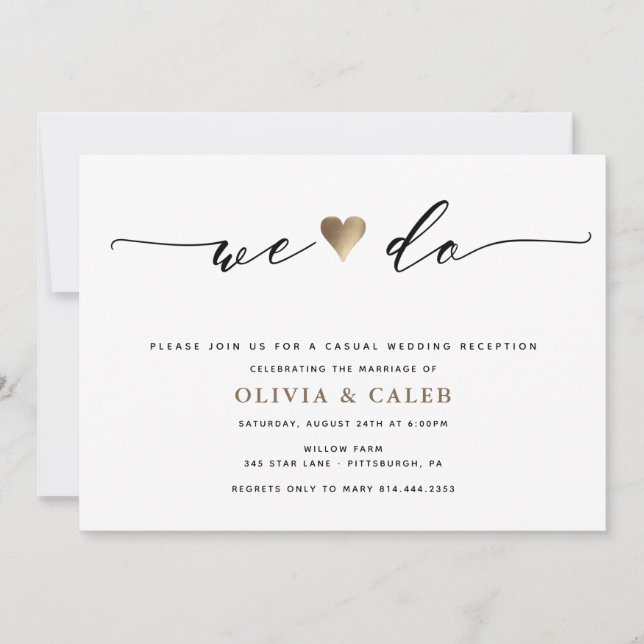 Invitación a la recepción de la boda casada (Anverso)