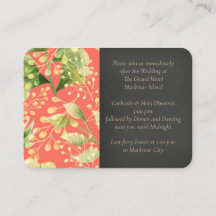 Invitación a la recepción de la boda coral floral 