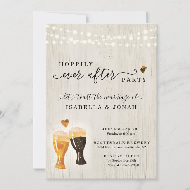 Invitación a la recepción de la boda de cervecería (Anverso)