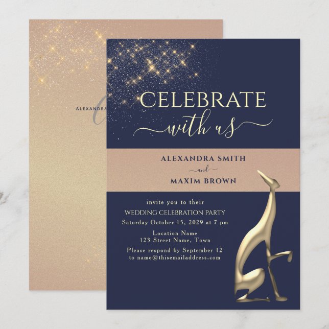 Invitación a la recepción de la Boda de Oro Azul d (Anverso / Reverso)