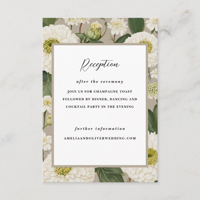 Invitación a la recepción de la boda floral de Zin (Anverso)
