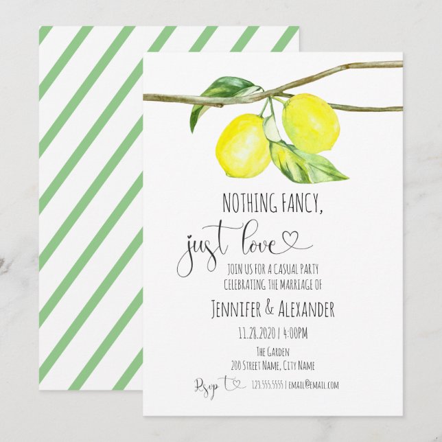 Invitación a la recepción de la boda limón (Anverso / Reverso)