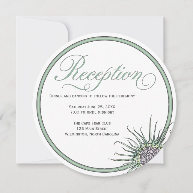 Invitación a la recepción de la boda redonda con f (Anverso)