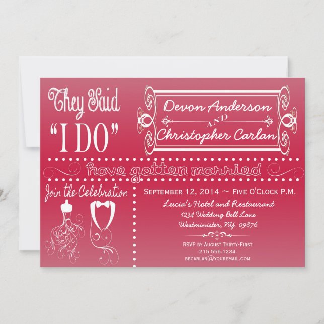 Invitación a la recepción de moda sólo Chalkboard (Anverso)
