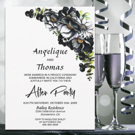 Invitación a la recepción de Moody Black Floral We