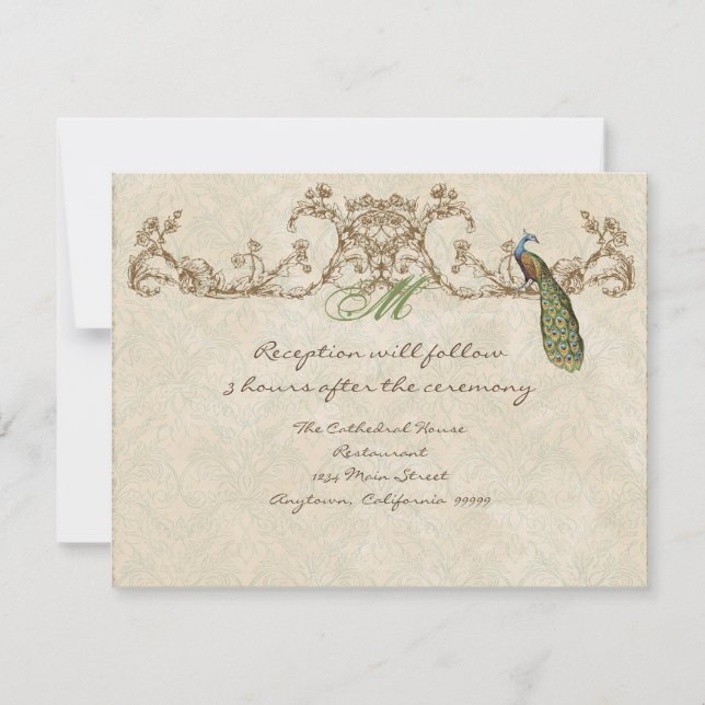 Invitación a la recepción de Peacock & Etchings (Anverso)