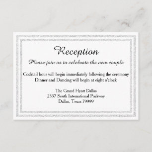 Invitación a la recepción de Purpurina blanco plat