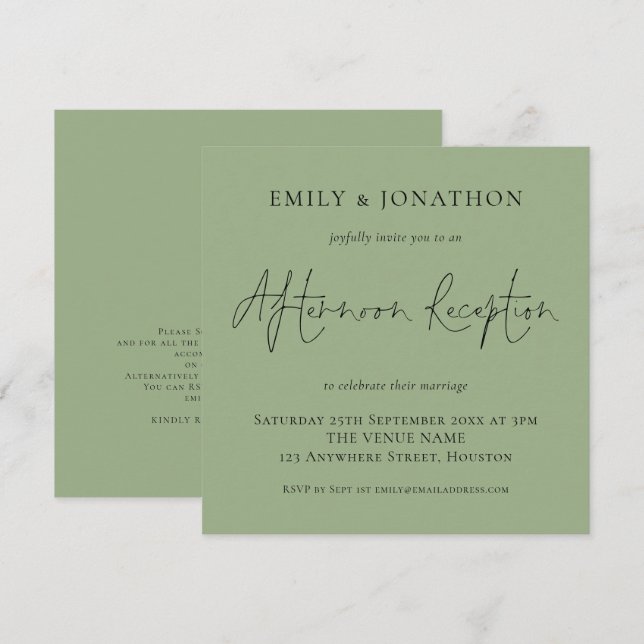 Invitación a la recepción de Sage Green Boda por l (Anverso / Reverso)