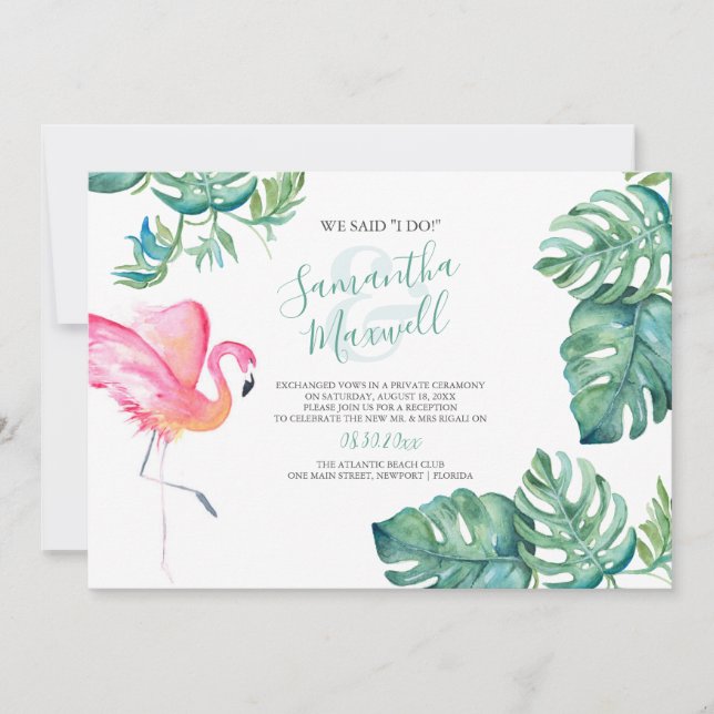 Invitación a la recepción del Elopement, Florida t (Anverso)