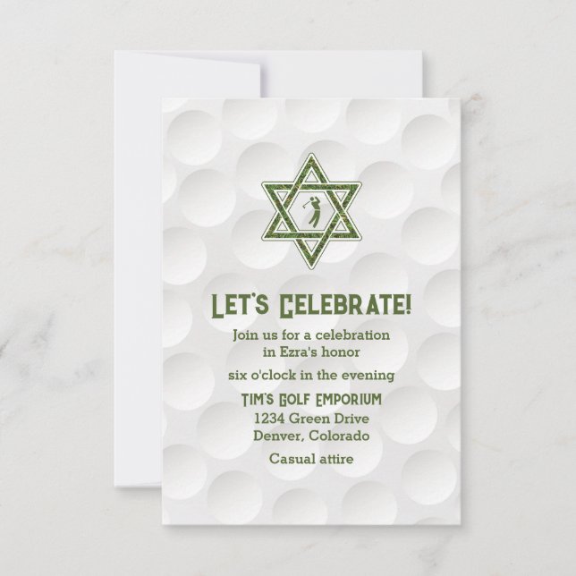 Invitación a la recepción del Golf Theme Bar Mitzv (Anverso)