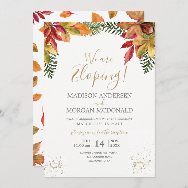 Invitación a la recepción del otoño Foliage Fall E (Anverso / Reverso)