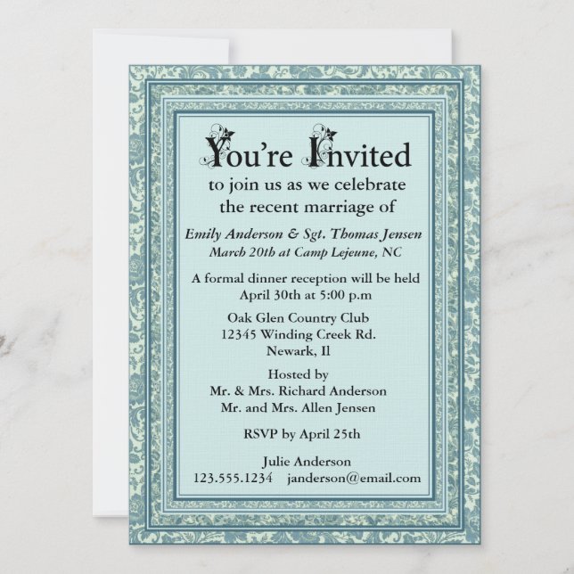 Invitación a la recepción después de la boda (Anverso)