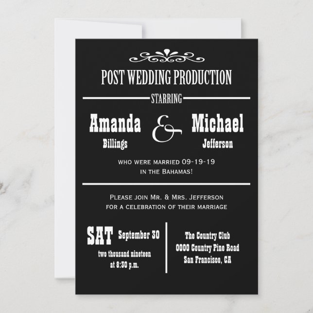 Invitación a la recepción después de la boda - Est (Anverso)