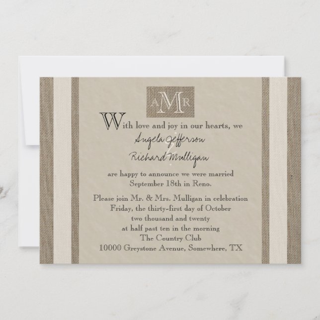 Invitación a la Recepción Después de la Boda - Est (Anverso)