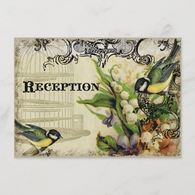 Invitación a la recepción, floral de jaula de pája (Anverso)