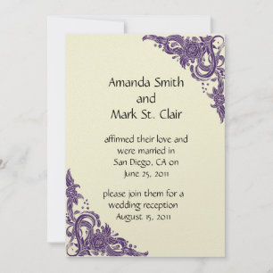 Invitación a la recepción post boda púrpura y marf