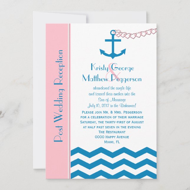 Invitación a la recepción postboda náutica (Anverso)