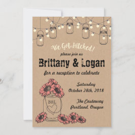 Invitación a la recepción Rustic Mason Jar Eloped
