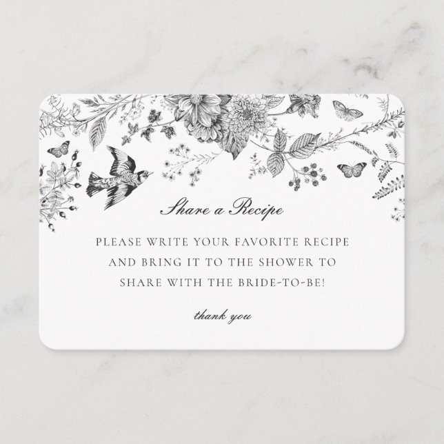 Invitación a la receta de Black Toile Floral Share (Anverso)