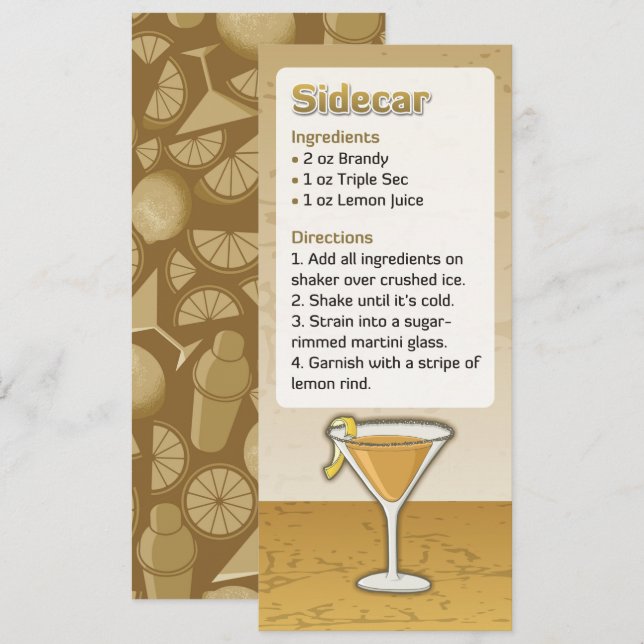 Invitación a la receta de cóctel de Sidecar (Anverso / Reverso)