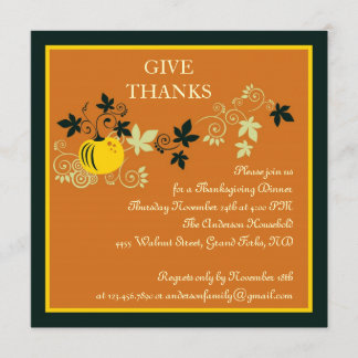 Invitación a la recolección de la cena de Acción d
