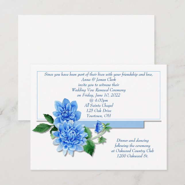 Invitación a la renovación de Blue Dahlia Vow (Anverso / Reverso)