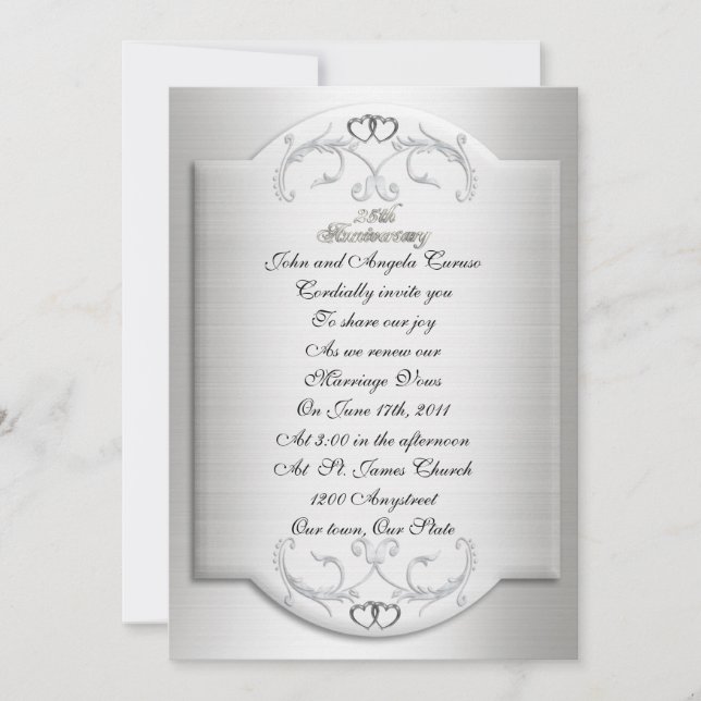 Invitación a la renovación de la promesa del 25º a (Anverso)
