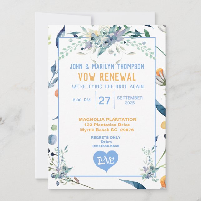 Invitación a la renovación de la promesa del Boda  (Anverso)