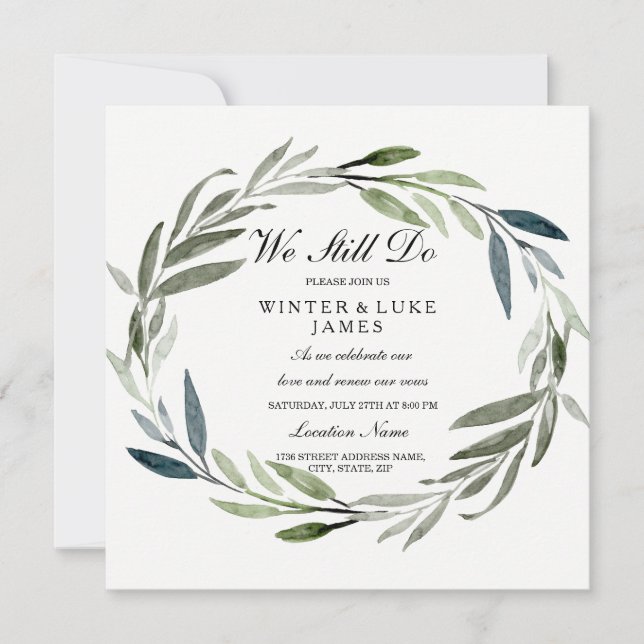 Invitación a la renovación de Vow de la hoja verde (Anverso)